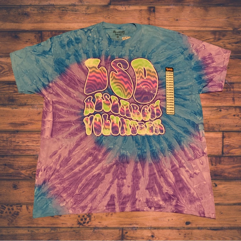 Funny LSD Research Volunteer 420 Shirt Spencer’s Tie Dye Rainbow Acid Rave